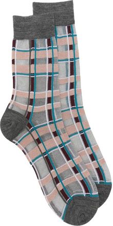 ANT45 Brill Short Check Metallic-thread Socks