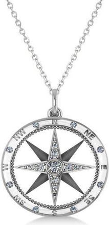 Allurez Compass Necklace Pendant Diamond Accented 14k in Diamond, White Gold at Nordstrom, Size 18