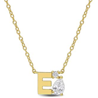 Mimi & Max 3/4ct TGW Created White Sapphire Q Initial Necklace Yellow Plated Sterling Silver