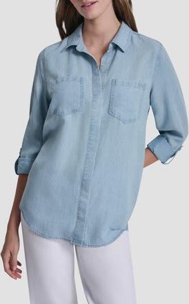 DKNY Chambray Button Front Top in Chambray Stripe at Nordstrom Rack, Size X-Large