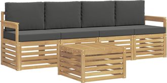 vidaXL Conjunto De Sof&aacute;s De Exterior 5 Uds. Blanco Y Antracita Vidaxl