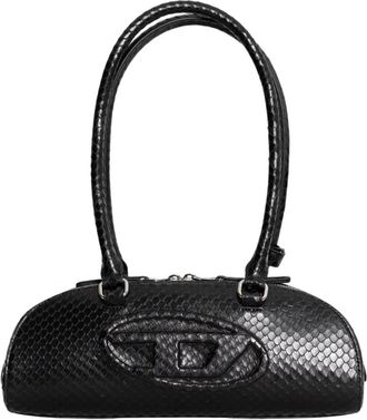Diesel 1DR Dome-Elongated Bowling Bag - Dames - Schoudertassen - Zwart - ONE Size - Leer - Tassen