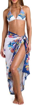 Sunshine 79 Butterfly High Cover-Up Sarong in White Multi at Nordstrom