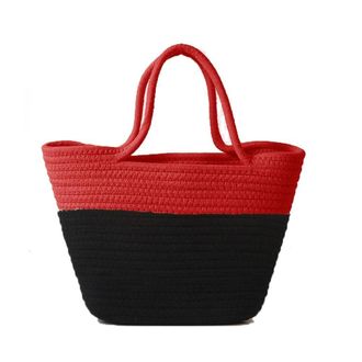 Generic Women Tote Bag, Large Weave Wrist Bag, Large Capacity Shoulder Handbag Bucket Bag for Travel Shopping Outdoor(red)