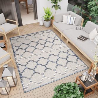 Tapiso Alfombra de exterior de polipropileno en beige y azul 120x170 cm