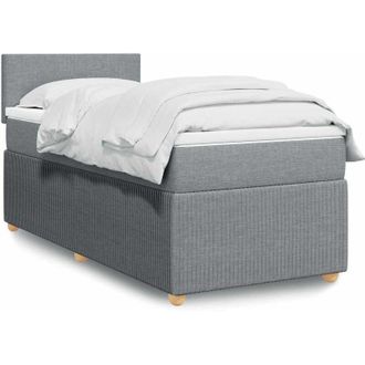 vidaXL Cama Box Spring Con Colch&oacute;n Tela Gris Claro 90x200 Cm Vidaxl