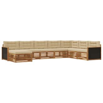 vidaXL Conjunto De Sof&aacute;s De Exterior Con Coj&iacute;n 8 Pcs Natural Y Beige Vidaxl