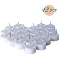 OEM Velas Led Sin Llama Tipo Tealight - Con Pilas Cr2032 - Efecto Parpadeante - Blanco C&aacute;lido - 48 Unidades - Crezuo