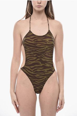The Attico Zebra-Print Bare-Back Swimsuit size Xs