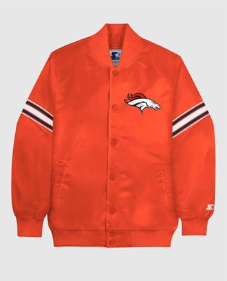 Starter Mens Denver Broncos Satin Full-Snap Jacket In Orange