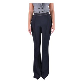 Elisabetta Franchi Pantalones en crep&eacute; el&aacute;stico de doble capa y tejidos de sat&eacute;n - Trousers - Mujer - Negro - M