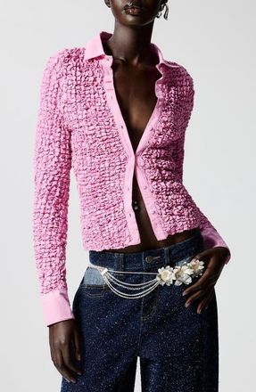 Desigual Textured Shirt in Pink at Nordstrom, Size Large