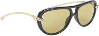 Bottega Veneta Zwarte Aviator Zonnebril Stijlvolle Accessoires - unisex - Zonnebrillen - Zwart - ONE Size - Accessoires