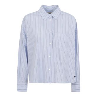 Max Mara Shirts, female, Blue, Size: M Striped Poplin Shirt