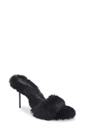 Jeffrey Campbell Big Mama Faux Fur Sandal in Black at Nordstrom, Size 5.5