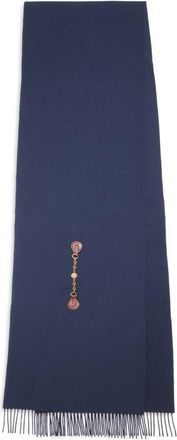 Chlo&eacute; Horse Medal Wool Fringe Scarf in Navy at Nordstrom