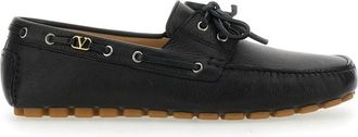Valentino Garavani Leren Loafers - Heren - Bootschoenen - Zwart - 40 1/2 EU - Leer - Schoenen