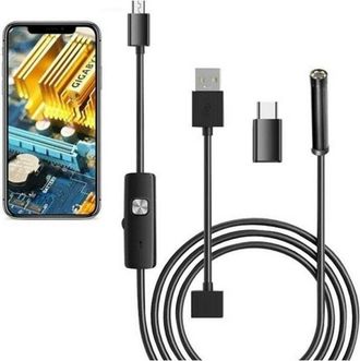 Trade Shop Trade Shop - Telecamera Endoscopica 5 Mt Type-c Usb Mini Usb F Flessibile Impermeabile 6 Led