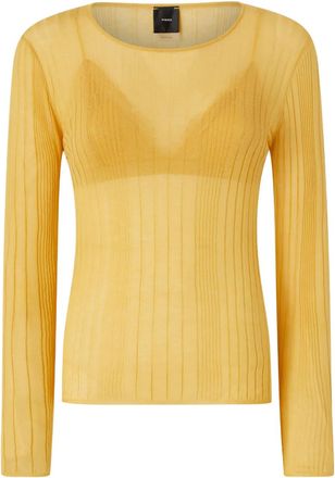 Pinko Canotta semi trasparente a coste - Giallo