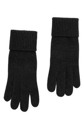 Portolano Cashmere Ribbed Gloves in Black at Nordstrom Rack