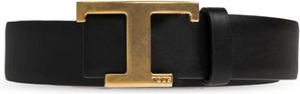 Tod's T Tijdloze Leren Riem - Dames - Riemen - Zwart - 80 CM - Leer - Accessoires