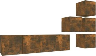 vidaXL 6 Piece tv Cabinet Set Smoked Oak Engineered Wood Vidaxl