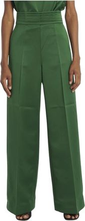 Viktor & Rolf Satijnen Broek met Hoge Taille - Dames - Wijde Broeken - Groen - XS - Satijn - Broeken