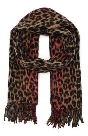 AllSaints Leopard Wool Scarf in Natural Multi at Nordstrom Rack