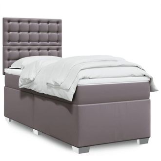 vidaXL Vidaxl - Cama Box Spring Con Colch&oacute;n Cuero Sint&eacute;tico Gris 90x190 Cm