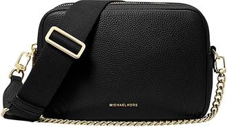 Michael Kors Tassen, Dames, Zwart, ONE Size, Leer, Gestructureerde Gehamerd Leren Schoudertas