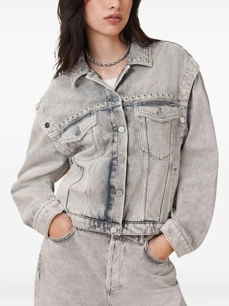 AllSaints eyelet-embellished denim jacket - Grey