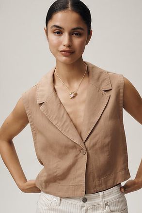 Maeve Linen Blend Buttonfront Vest Top