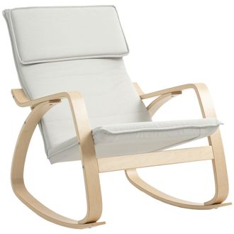 HOMCOM Comfortable Relax Rocking Chair With High Back - Cream White | TJ Hughes