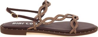 Bibi Lou Sandalo basso con strass - Dames - Sandalen - Bruin - 36 EU - Leer - Schoenen