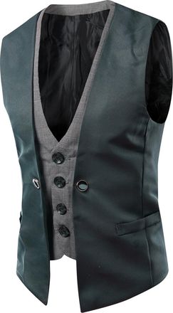 Generic Mens Gothic Waistcoat Victoria Court Retro Tuxedo Vest Pocket Square Single Breasted Wedding Party Business Fit Sleeveless Vests Suit for Partys Prom 