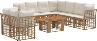 vidaXL Conjunto De Sof&aacute;s De Jard&iacute;n 10 Uds. Natural Y Crema Vidaxl