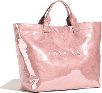 Generic Plaid PVC Tote Bag for Women Large PVC Tote Bag Letters Print Plastic Handbag, Shopping Work Handbag Gift (A-pink)