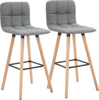 HOMCOM Bar stool Set of 2 Armless Button-Tufted Counter Height Bar Chairs with Wood Legs & Footrest - Grey | TJ Hughes