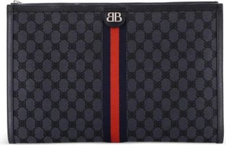 Balenciaga x Gucci The Hacker Project Laptop Pouch BB Canvas clutch bag - Nero