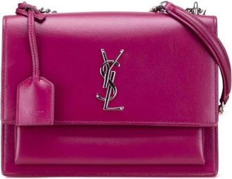 Saint Laurent Pre-owned Cross Body Bags, female, Purple, Size: ONE SIZE Pre-owned Leather Crossbody Bag