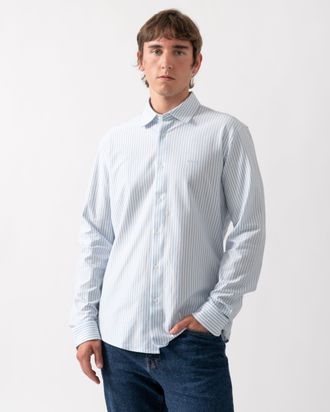 Boss Orange by Hugo Boss Mens Long Sleeve Logo Detail Shirt in Light Blue Cotton - Size X-Large