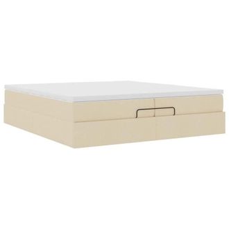 vidaXL Estructura De Cama Otomana Con Colchones Tela Crema 200x200cm Vidaxl