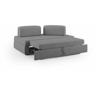 Divani.Store Divani.store - Liberty Divano senza pouf estraibile e schienali movibili in tessuto morbido impermeabile T02 160 cm grigio