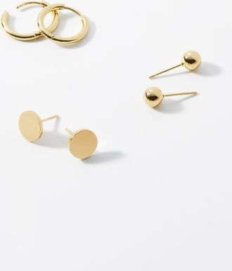 Simons Womens Minimalist gold earrings Set of 3