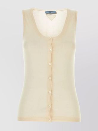 Prada cashmere silk sleeveless knitted top