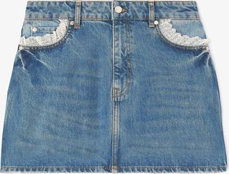 Ganni Blue Skirt in Rigid Denim - Size 10/12 Organic Cotton