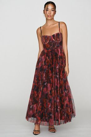 Hutch Amara Adjustable Corset Tulle Fit-and-Flare Midi Dress