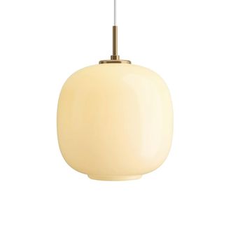 Louis Poulsen VL45 Radiohus Pendelleuchte, Ø 25 cm, Messing / glossy pale yellow