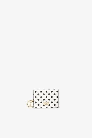 Ganni White Bou Card Holder With Flap and Dots