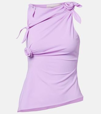 Coperni Floral-applique gathered jersey top